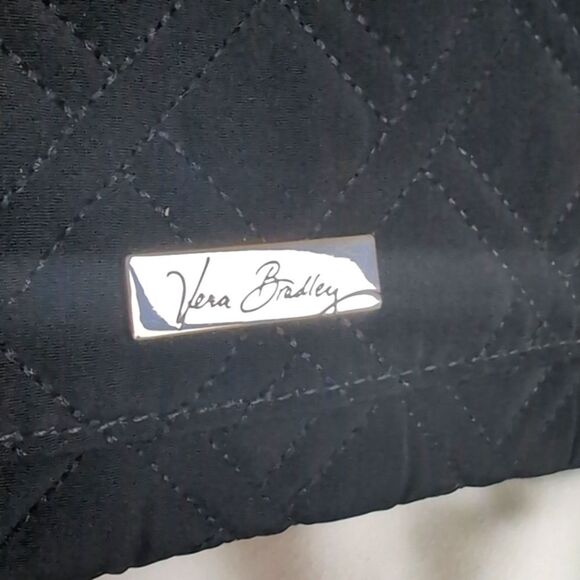Vera Bradley Trifold Wallet Black Quilted Slim Sleek Clutch Microfiber NWT - Picture 14 of 17